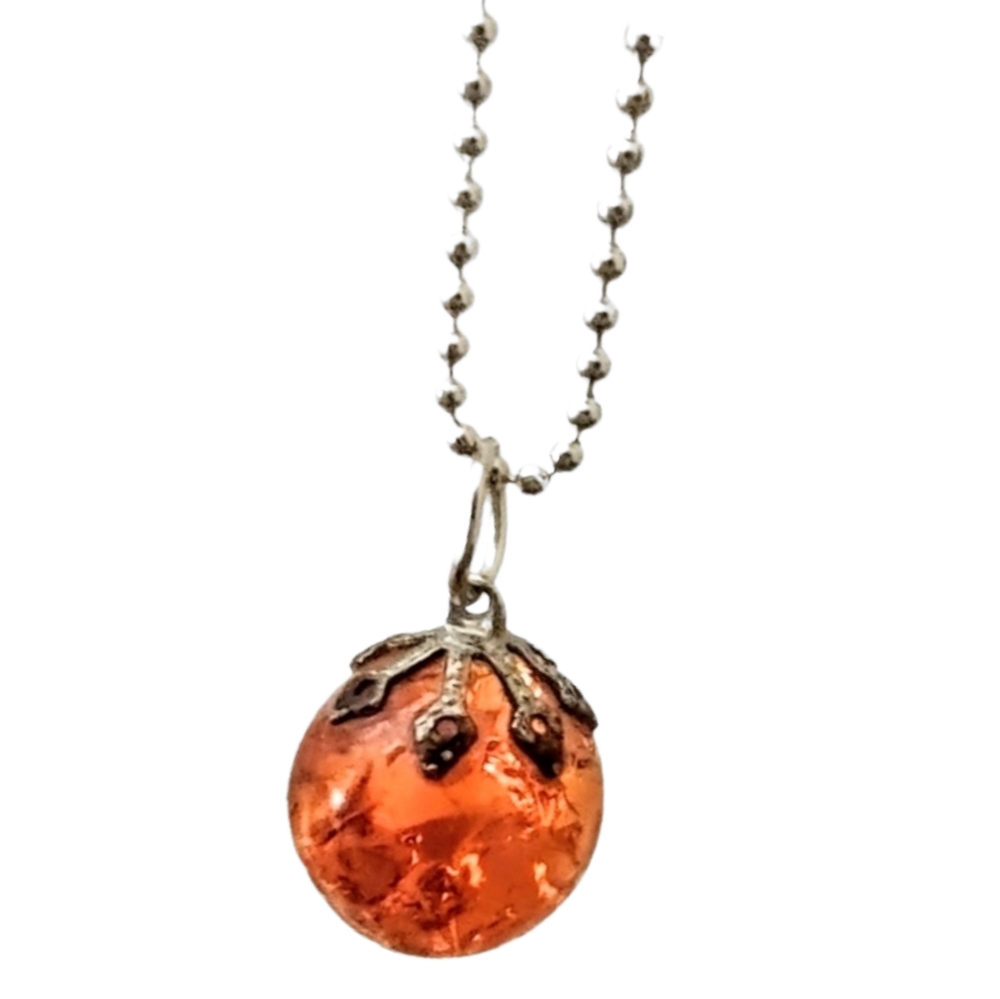 Orange Glass Marble Necklace